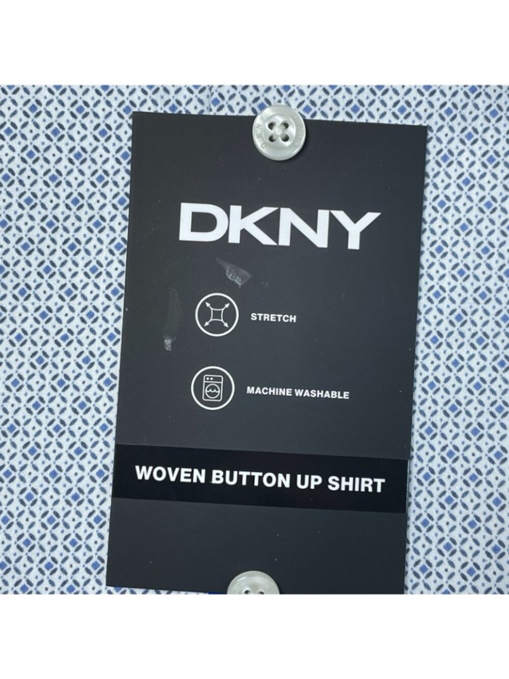 DKNY Men's L Regular Fit Stretch Woven Button-Up Shirt Light Blue/White e1441 - Picture 6 of 9